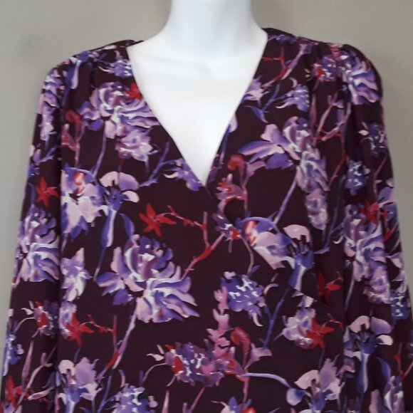 Nwt Who What Wear Purple Floral Wrap Dress - Picture 2 of 16